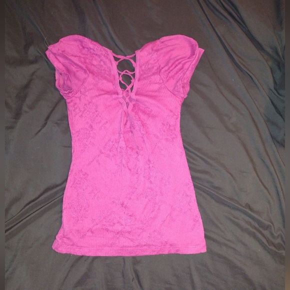 Vintage Bebe Swarovski Crystal Pink top - Picture 4 of 10